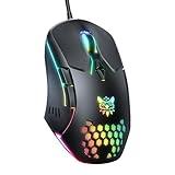 Wired PC Gaming Mouse: High Precision Sensor,RGB Backlit, Adjustable DPI, 7 Buttons Programmable,Ergonomic mice for Office & Gaming on Windows/Mac/Linux/Chrome-Black