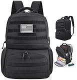MOZETO Laptop Lunch Backpack for Men, Tactical Inspired Utility Anti-Theft Work Bag with Cooler Compartment Lunchbox (Black, 17 Inch)