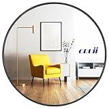 Oruii Round Mirror, Black Round Mirror 24 inch, Round Wall Mirror Metal Frame, Round Bathroom Mirror, Circle Mirrors for Wall, Living Room, Bedroom, Vanity, Entryway, Hallway.