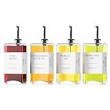 New England Stories Kitchen Cooking Oil Dispenser Set, Olive Oil and Vinegar Bottles, Soy Sauce Dispenser - 4 Pieces, Black, Durable & Stylish Design