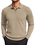 COOFANDY Mens Collared Polo Sweater Casual Long Sleeve Knitting T Sweaters Business Fashion Winter Top Khaki