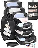 ALL INCLUDED 10 Set Sturdy Packing Cubes for Suitcases,OlarHike Travel Essentials,UPGRADED Anti-Tear Stitching, NEW Improved Luggage Packing Organizers for Travel Accessories(Black)