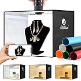 Lightdow 16"x12"x12" Photo Studio Light Box Photography with 120 LEDs (CRI>95), 6 Backdrops - Portable/Dimmable/Versatile Folding Shooting Tents for Toys/Jewelry/Watches/Cosmetics Photography