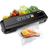 KOIOS Vacuum Sealer Machine, 90Kpa Automatic Vacuum Air food sealer/Built-in Cutter Starter Kit, Dry & Moist Food Preservation Modes, Pulse Function, LED Indicator Lights, Black