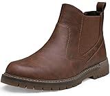 Jousen Mens Boots Retro Mens Casual Boots Chelsea Boots Mens Slip On Boots for Men(AMY8121A Brown 10.5)