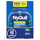 NyQuil Ultra Concentrated Cold and Flu Medicine, Nighttime, Relief for Cough, Sore Throat, Fever, Congestion, Easy to Swallow, Easy to Open Bottle, 48 LiquiCaps