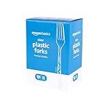 Amazon Basics Disposable Clear Plastic Forks, Premium Quality, 100 Count, Large Pack