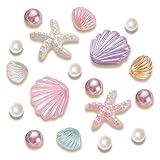 LOTUESAN 18 PCS Crystal Pearl Starfish Shoe Charms, Seashell Charms for Shoes, Wristbands, Sandals, Bracelets, Bags, Gifts for Birthday, Holidays and Special Occasions