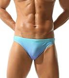 Mens Gradient Swim Briefs Stylish Comfortable Bikini Swimwear Sexy Micro Swimsuit Bathing Suit (2558Skyblue, L)