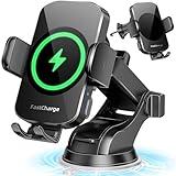 BothLin Wireless Car Charger, Fast Charging Phone Holder 3 in 1 Phone Mount Auto Clamping Car Accessories Compatible with iPhone 16 15 14 13 12 11 Xs XR, Samsung S23 Ultra S22 S21 S20/S10+ S9+ Note 9