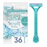 Gillette Simply Venus 2 Disposable Razors for Women, 36 count (4 packages of 9 razors)