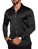 COOFANDY Mens Shirt Activewear Button-Down Formal Dress Wrinkle Free, P-Black, Medium, Long Sleeve