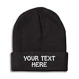 Winter Hat Beanie for Men & Women Custom Personalized Text Name Embroidery Acrylic Skull Cap Hat Black