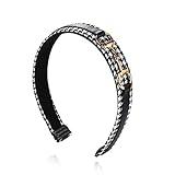 YARN & INK Women's Black Houndstooth Wide Headbands, Metal Chain Headband for Women Holiday Party Dressing HairBand Accessories Gift (Houndstooth Wide)