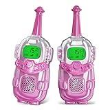 Mini Robot Kids Walkie Talkies 2 Pack,Walkie Talkies for Kids with Backlit LCD Flashlight,3-12 Year Boy Girl Gift,Birthday Christmas Toy Gift,3 KM Range for Camping, Hiking,Outdoor Play (Pink)