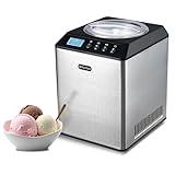 Whynter Ice Cream Maker Machine Automatic 2.1 Qt. upright with Built-in Compressor, LCD Digital Display & Timer, No Pre-Freezing, ICM-201SB, Stainless Steel