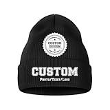 Custom Beanie Bulk Customized Beanies for Men Women Personalized Knitted Hats with Photo Text Custom Hats, Black