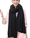 Wander Agio Womens Warm Long Shawl Winter Upset Large Scarf Pure Color Black