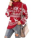 Jouica Women's Ugly Christmas Sweater Funny Sweaters Long Sleeve Pullover (Christmas Words Misspelled on Sweater)