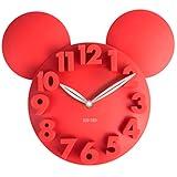 MEIDI CLOCK Modern Design Mickey Mouse Big Digit 3D Wall Clock Home Decor Decoration - Red