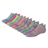 Hanes Girls' Comfort Fit Heel Shield and No Show Socks, 10-Pair Packs, Assorted, Medium