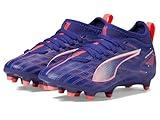 PUMA Ultra Match Firm Artificial Ground Sneaker, Lapis Lazuli White-Sunset Glow, 2 US Unisex Big Kid