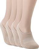 Pro Mountain No Show Socks Unisex Wide Toe Box For Health Y Heel Forefoot Size L Beige 4 Pack Cotton Cushion Footies Sneakers US Women 10-12 Men 9-11