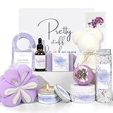 Gifts for Women, Birthday Gifts for Women Spa Gifts Lavender Bath Gift Baskets, Relaxing Spa Self Care Gifts for Mom Her Wife Female Sister, Care Package Home Spa Gift Ideas for Mother's Day Christmas