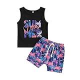 FYBITBO 2PCs Baby Boys Clothes Summer Outfit Summer Vibes Tank Top Sleeveless TShirt and Palm Shorts Beach Vacation Outfits (Black-Summer Vibes,2-3T)