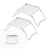 2pcs Folding Campfire Grill, 304 Stainless Steel Portable Campfire Grill Grate Small Camping Campfire Grill Grate Over Fire Pit Camping Grill for Outdoor Backpacking BBQ