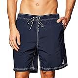 Nautica Men's Standard Solid Quick Dry Classic Logo Swim Trunk, Navy, Large