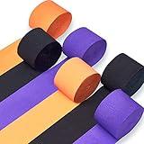 PartyWoo Crepe Paper Streamers 6 Rolls 492ft, Pack of Dark Purple, Orange and Black Party Streamers for Halloween Themed Birthday Decorations, Halloween Decorations (1.8 Inch x 82 Ft/Roll)