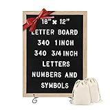 TrendArti Felt Letter Board - 680 Letters, Numbers & Symbols, 16 x 12 inch, Changeable Message Board for Quotes, Notes & Announcements, Wood Frame, Farmhouse Decor Wall and Tabletop, 2 Storage Bags, Light brown frame with Black board