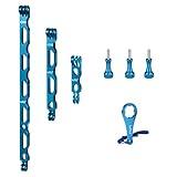 HSU (7 Pcs) All Aluminum Alloy Extension Arm Kit Metal Pole Mount Helmet Stick Extension Arm Mount for GoPro Hero 13/12/11/10/9/8/7/6/5 Black, DJI Osmo Action and More (11.8”/6.5”/3.3”) (Blue)