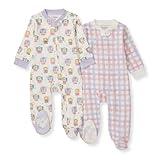 Burt's Bees Baby Girls Footed One-piece Pajamas, Sleep and Play Loose Fit, 100% Organic Cotton, Sizes NB to 6-9 Months