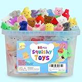 80Pcs Party Favors for Kids 4-8, Kawaii Squishies Mochi Squishy Toy Bulk Fidget Sensory Toys Birthday Gifts for Boys Girls Goodie Bag Christmas Stocking Stuffers Treasure Box Classroom Prizes