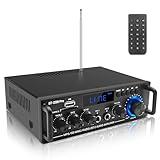 Amplifier Home Audio Stereo Receivers with Bluetooth 5.0,Max 800W,2.0 Channel Stereo Amplifier System for Home Theater Speakers, Karaoke,Garage,Home Amp/USB/SD/RCA/MIC in, Remote Control