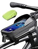 whale fall Hard Casing Bike Bag, Bike Accessories, Never Deform/Waterproof, Bike Phone Holder Bike Phone Mount with 0.25mm Sensitive TPU Touch-Screen, with Rain Cover for Phones under 6.9''