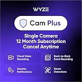 Wyze Security Plan - Cam Plus | 1 Camera | 12 Months Subscription. AI features | Smart Detection for Person, Pet, Package, Vehicle and Glass Break | Security Surveillance and Monitoring | Rolling 14 Days Event Video Recording | Activation Required | Cancel Anytime