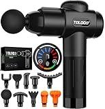 TOLOCO Massage Gun, Deep Tissue Back Massage for Athletes for Pain Relief, Percussion Massager with 10 Massages Heads & Silent Brushless Motor, Black