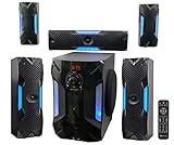 Rockville HTS56 1000W 5.1 Channel Home Theater System with 8" Subwoofer, Bluetooth, USB, Includes Remote, LED Light Effects - Perfect for Movies, Music, Karaoke