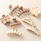 8PCS Hair Clips for Women, Flower Claw Clips for Thick Hair, Non-Slip Hair Accessories with Multi-Styles, Neutral Colors Hair Claw Clips and Variety Pack, Ideal for Girls