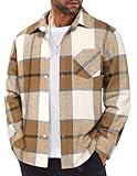 COOFANDY Mens Long Sleeve Flannel Shirt Cotton Collared Button Up Shirts Casual Plaid Shirt