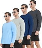 Kinglaman 4 Pack Men's Long Sleeves Dry Fit Shirts, UPF 50+ Rash Guard Swim SPF Fishing UV Sun Protection Shirts 1 Blue 1 Gray 1 Navy 1 Charcoal Large