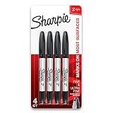 Sharpie Twin Tip Permanent Markers, Fine and Ultra Fine, Black, 4 Count