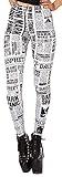 Sister Amy Women's Digital Skull Printted Ankle Elastic Tights Legging Daily Newspaper US XXL