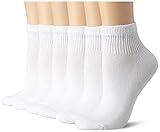 Hanes Women's Big and Tall Plush Soft Cushioned Heel Athletic Ankle Socks, White/Melon 6 Pack, Shoe Size: 8-12