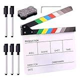 Swpeet 8Pcs 10"x12" Acrylic Film Movie Directors Clapboard Kit, Magnetic Blackboard Eraser, M3 Hex Wrench and 5Pcs Custom Pens Dry Erase Director Clapper Coating Board Slate for Director or Film Fans