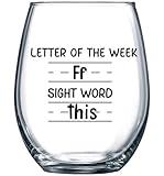 Sight Words 15 oz Wine Glass - Teacher Appreciation Gifts - Best New Teacher Gift Idea for Women, Funny Back to School Present from Students, Thank you Gifts for Coworker Retirement Birthday Christmas