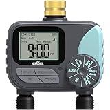 Water Timer for Garden Hose Programmable, 2 Zone Sprinkler Timer with Rain Delay, Manual Watering, Automatic Irrigation System for Outdoor Garden, Yard and Lawn, Brass Inlet